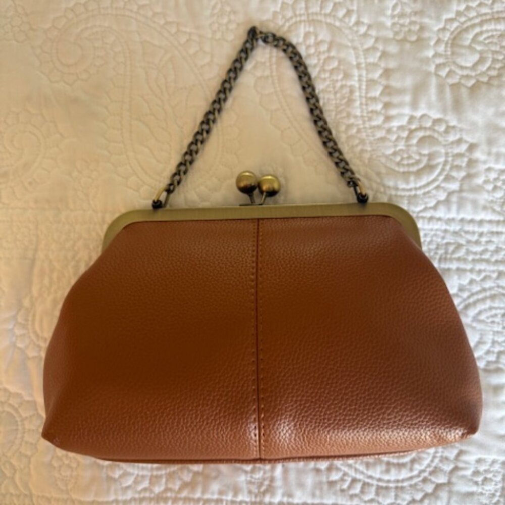 leather brown clutch bag